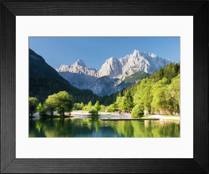 Framed Print : Slovenia, Gorenjska Region, Kranjska Gora. Lake Jasna and the mountains Prisank and Razor Framed Print : Slovenia, Gorenjska Region, Kranjska Gora. Lake Jasna and the mountains Prisank and Razor