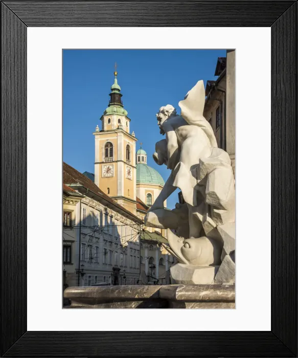 Framed Print : Town Square with Robba Fountain also known as the Fountain of the Three Carniolan