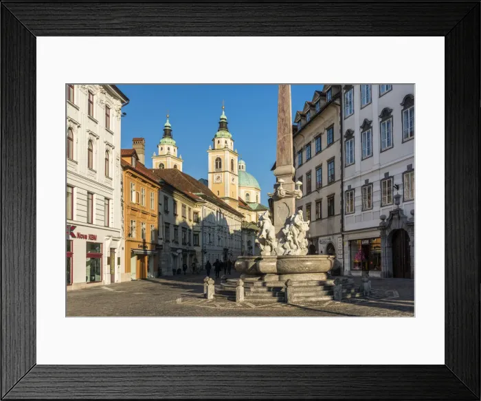 Framed Print : Town Square with Robba Fountain also known as the Fountain of the Three Carniolan