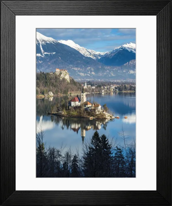 Framed Print : Top view over Lake Bled, Upper Carniola, Slovenia Framed Print : Top view over Lake Bled, Upper Carniola, Slovenia