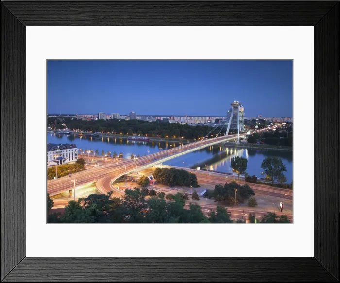 Framed Print : View of New Bridge at dusk, Bratislava, Slovakia Framed Print : View of New Bridge at dusk, Bratislava, Slovakia