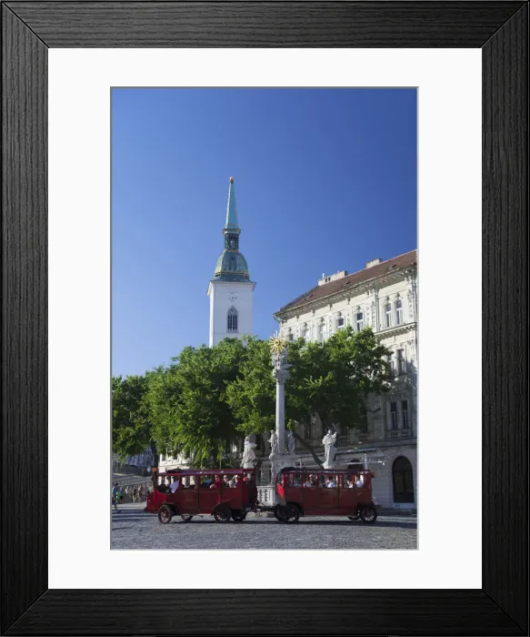 Framed Print : Tourist bus in Rybne Square, Bratislava, Slovakia Framed Print : Tourist bus in Rybne Square, Bratislava, Slovakia