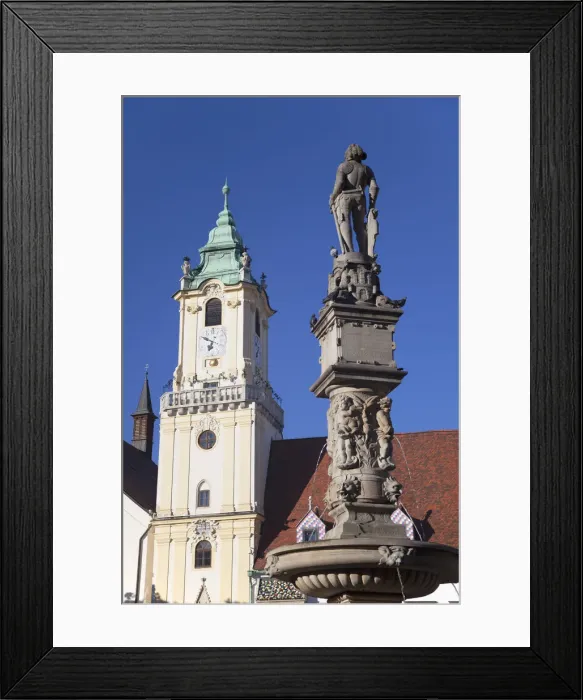 Framed Print : Old Town Hall and Roland Statue in Hlavne Square, Bratislava, Slovakia Framed Print : Old Town Hall and Roland Statue in Hlavne Square, Bratislava, Slovakia