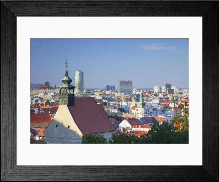 Framed Print : Church and city skyline, Bratislava, Slovakia Framed Print : Church and city skyline, Bratislava, Slovakia