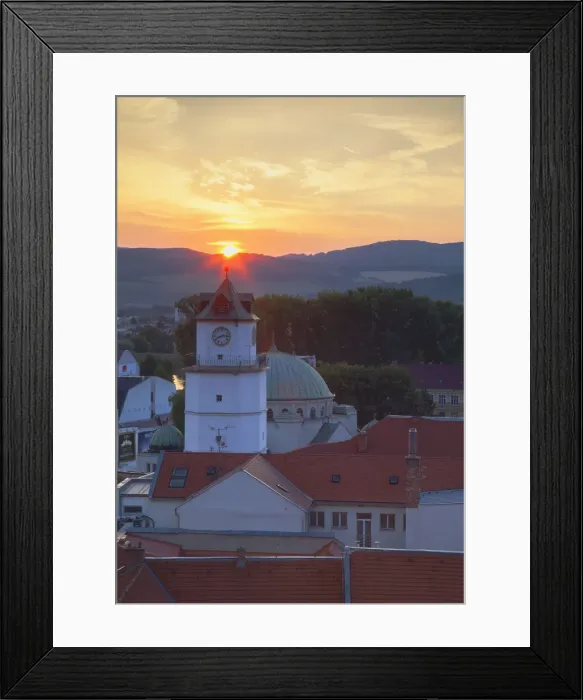Framed Print : View of town gate at sunset, Trencin, Trencin Region, Slovakia Framed Print : View of town gate at sunset, Trencin, Trencin Region, Slovakia