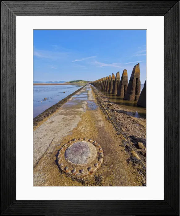 Framed Print : UK, Scotland, Lothian, Edinburgh Area, Cramond, Causeway and Pylons leading to