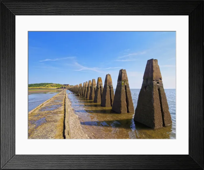 Framed Print : UK, Scotland, Lothian, Edinburgh Area, Cramond, Causeway and Pylons leading to