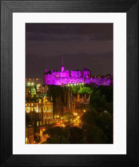 Framed Print : UK, Scotland, Lothian, Edinburgh, Old Town and Edinburgh Castle illuminated during Framed Print : UK, Scotland, Lothian, Edinburgh, Old Town and Edinburgh Castle illuminated during