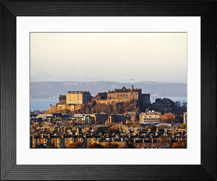 Framed Print : UK, Scotland, Lothian, Edinburgh, City Skyline with the Castle viewed from the Blackford Framed Print : UK, Scotland, Lothian, Edinburgh, City Skyline with the Castle viewed from the Blackford