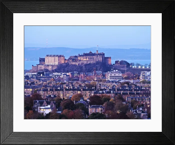 Framed Print : UK, Scotland, Lothian, Edinburgh, Twilight view of the Castle from the Blackford Hill Framed Print : UK, Scotland, Lothian, Edinburgh, Twilight view of the Castle from the Blackford Hill