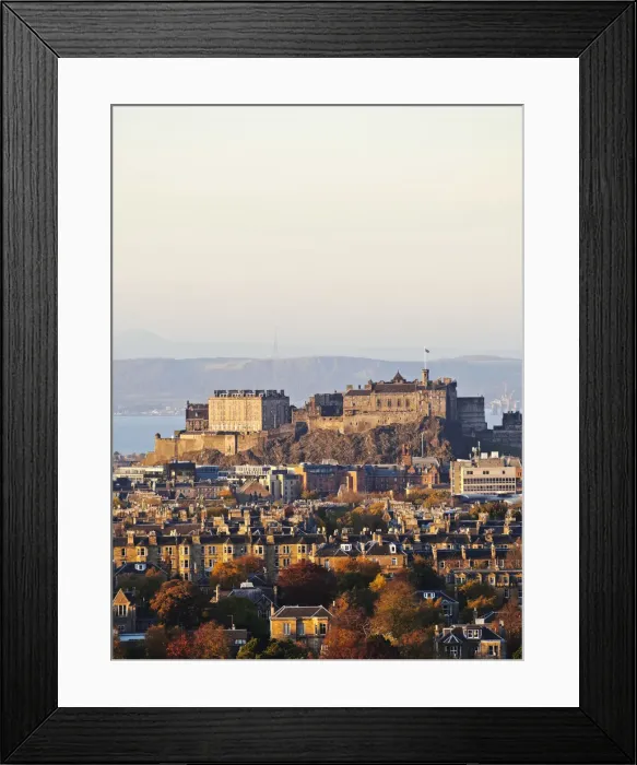 Framed Print : UK, Scotland, Lothian, Edinburgh, City Skyline with the Castle viewed from the Blackford Framed Print : UK, Scotland, Lothian, Edinburgh, City Skyline with the Castle viewed from the Blackford