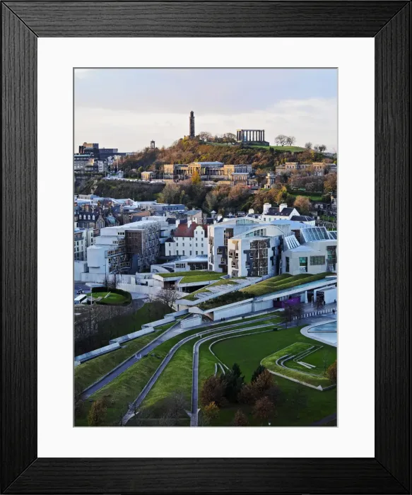Framed Print : UK, Scotland, Lothian, Edinburgh, Elevated view of the Scottish Parliament Building Framed Print : UK, Scotland, Lothian, Edinburgh, Elevated view of the Scottish Parliament Building