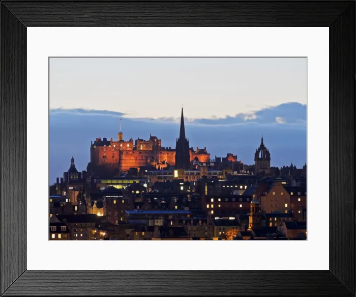 Framed Print : UK, Scotland, Lothian, Edinburgh, Twilight view of the Old Town and the Castle Framed Print : UK, Scotland, Lothian, Edinburgh, Twilight view of the Old Town and the Castle