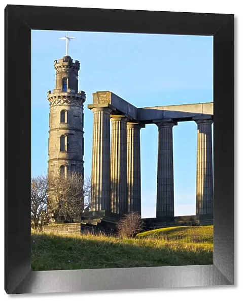 UK, Scotland, Lothian, Edinburgh, Calton Hill, View of the Nelson Monument and the