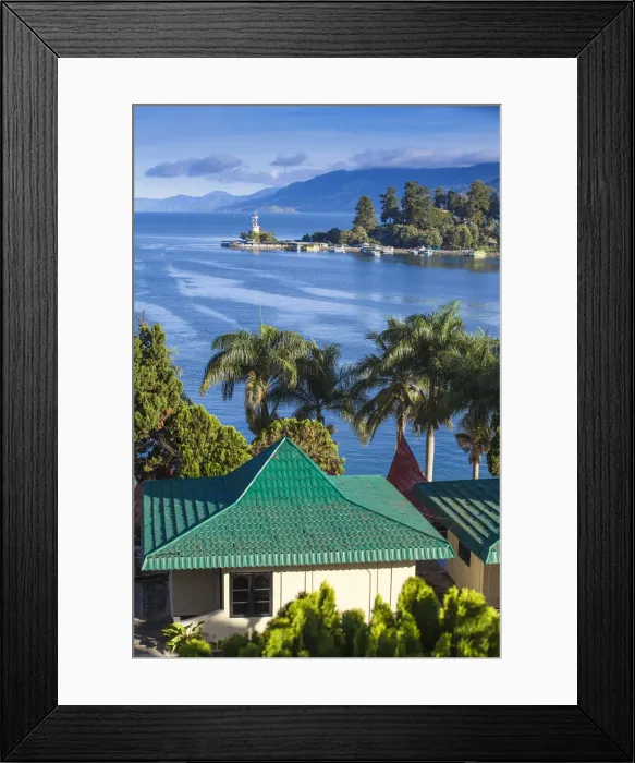 Framed Print : Indonesia, Sumatra, Samosir Island, Lake Toba, Parapat Framed Print : Indonesia, Sumatra, Samosir Island, Lake Toba, Parapat