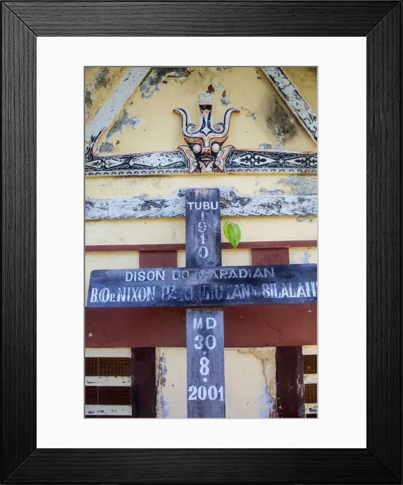 Framed Print : Indonesia, Sumatra, Samosir Island, Lake Toba, Ambarita, ancient Batak house at Siallagan Framed Print : Indonesia, Sumatra, Samosir Island, Lake Toba, Ambarita, ancient Batak house at Siallagan