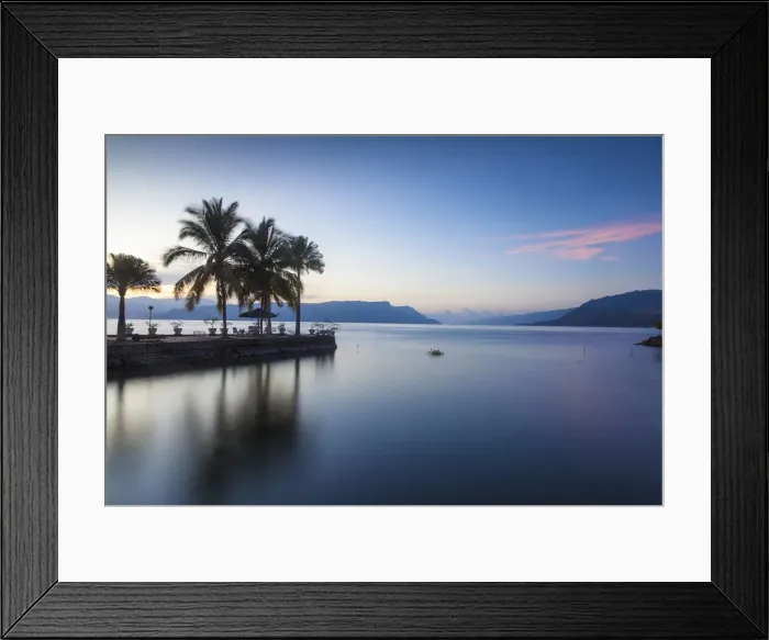 Framed Print : Indonesia, Sumatra, Samosir Island, Tuk Tuk, Lake Toba at dawn Framed Print : Indonesia, Sumatra, Samosir Island, Tuk Tuk, Lake Toba at dawn