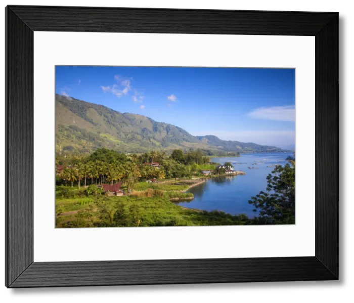 Framed Print : Indonesia, Sumatra, Samosir Island, Lake Toba, looking towards Siallagan village Framed Print : Indonesia, Sumatra, Samosir Island, Lake Toba, looking towards Siallagan village