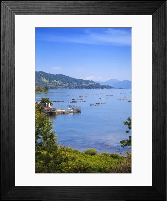 Framed Print : Indonesia, Sumatra, Samosir Island, Lake Toba, looking towards Siallagan village Framed Print : Indonesia, Sumatra, Samosir Island, Lake Toba, looking towards Siallagan village
