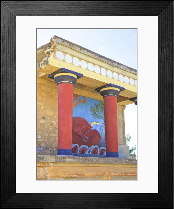 Framed Print : North Entrance With A Charging Bull And Olive Tree Fresco, The Minoan Palace Of Knossos Framed Print : North Entrance With A Charging Bull And Olive Tree Fresco, The Minoan Palace Of Knossos