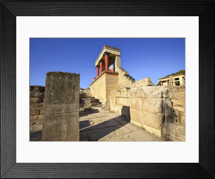 Framed Print : Tourist At North Entrance With A Charging Bull And Olive Tree Fresco, The Minoan Palace Framed Print : Tourist At North Entrance With A Charging Bull And Olive Tree Fresco, The Minoan Palace