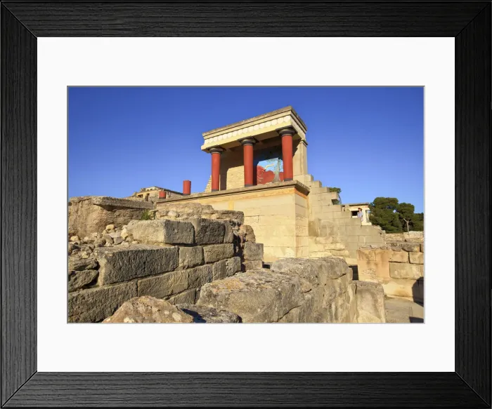 Framed Print : Tourist At North Entrance With A Charging Bull And Olive Tree Fresco, The Minoan Palace Framed Print : Tourist At North Entrance With A Charging Bull And Olive Tree Fresco, The Minoan Palace