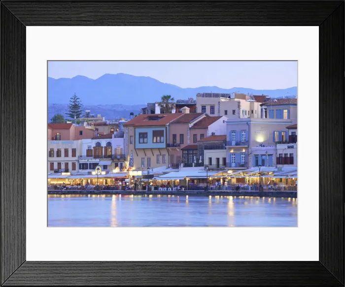 Framed Print : The Venetian Harbour at Dusk, Chania, Crete, Greek Islands, Greece, Europe Framed Print : The Venetian Harbour at Dusk, Chania, Crete, Greek Islands, Greece, Europe