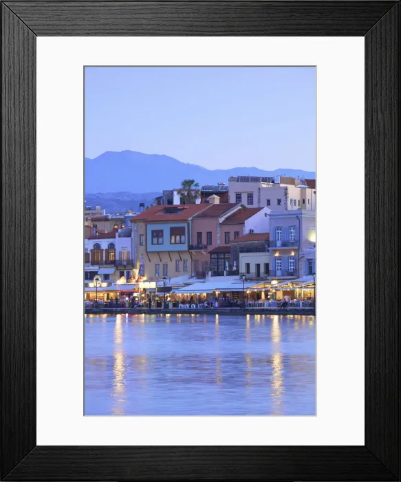 Framed Print : The Venetian Harbour at Dusk, Chania, Crete, Greek Islands, Greece, Europe Framed Print : The Venetian Harbour at Dusk, Chania, Crete, Greek Islands, Greece, Europe