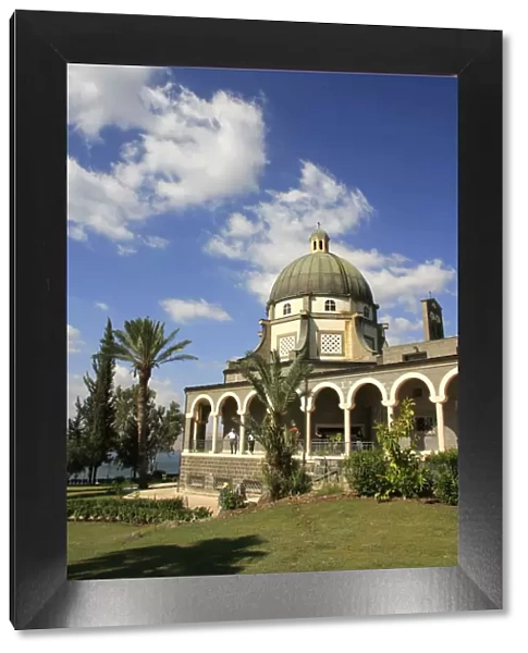 Israel, the Church of Beatitudes on the Mount of Beatitudes overlooking the Sea of