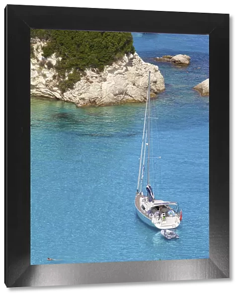 Elevated View of Voutoumi Bay, Antipaxos, The Ionian Islands, Greek Islands, Greece