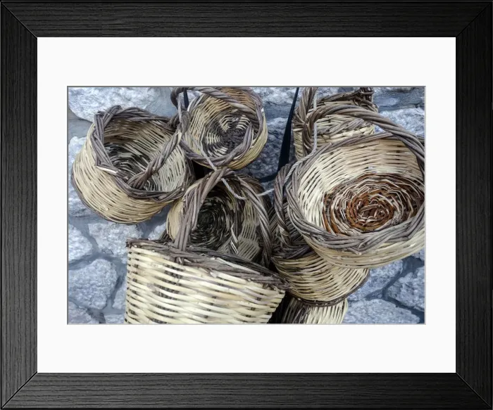 Framed Print : Handmade Baskets for sale. Agiassos, Mytilini, Lesbos, Greece Framed Print : Handmade Baskets for sale. Agiassos, Mytilini, Lesbos, Greece