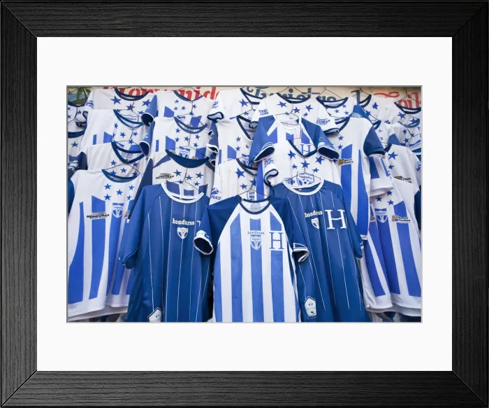 Framed Print : Honduras, La Ceiba, Hondusas football shirts Framed Print : Honduras, La Ceiba, Hondusas football shirts