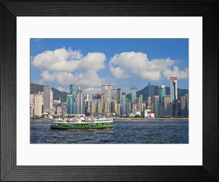 Framed Print : Star Ferry crossing Victoria Harbour towards Hong Kong Island, with Central skyline Framed Print : Star Ferry crossing Victoria Harbour towards Hong Kong Island, with Central skyline