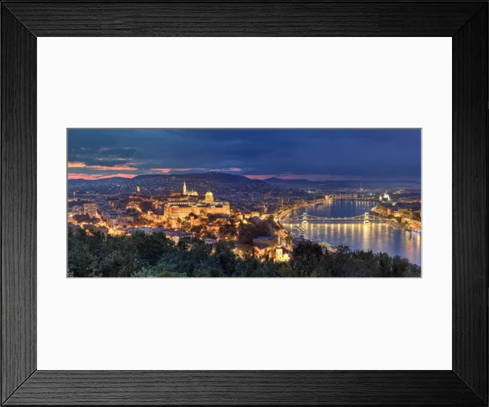 Framed Print : Hungary, Budapest, Castle District, Royal Palace and Chain Bridge over River Danube Framed Print : Hungary, Budapest, Castle District, Royal Palace and Chain Bridge over River Danube