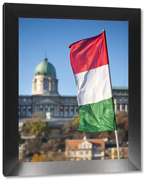 National Flag & Royal Palace, Budapest, Hungary