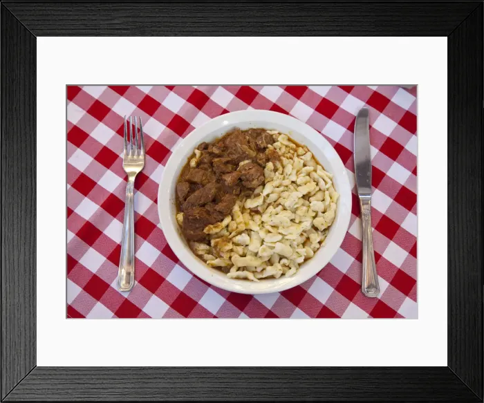 Framed Print : Porkolt & Galuska (Beef Goulash & Dumplings), Central Market, Budapest, Hungary Framed Print : Porkolt & Galuska (Beef Goulash & Dumplings), Central Market, Budapest, Hungary