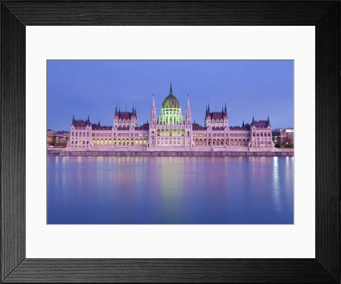 Framed Print : Hungary, Budapest, Parliament and Danube River