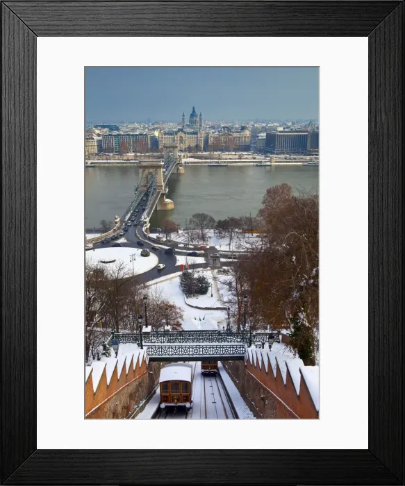 Framed Print : Chain Bridge, St. Stephens Basilica and River Danube, Budapest, Hungary Framed Print : Chain Bridge, St. Stephens Basilica and River Danube, Budapest, Hungary