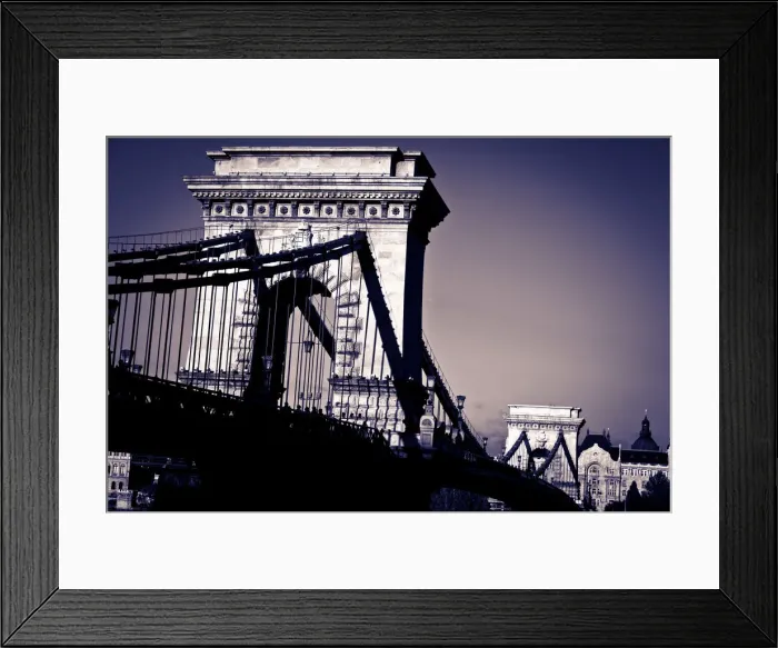 Framed Print : Hungary, Budapest, Chain Bridge (Szecheni Lanchid) and River Danube
