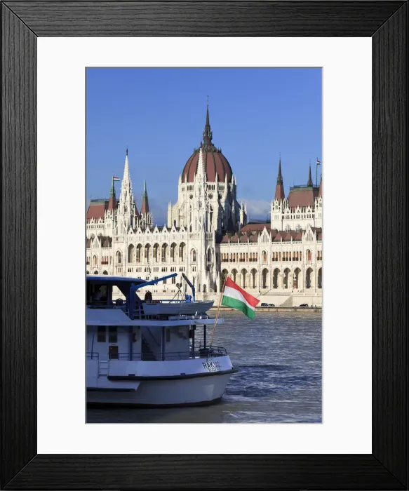 Framed Print : Hungary, Budapest, Parliament Building (Orszaghaz) and River Danube Framed Print : Hungary, Budapest, Parliament Building (Orszaghaz) and River Danube