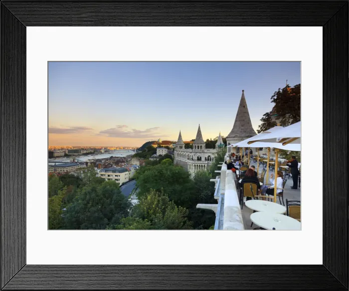 Framed Print : Hungary, Budapest, Fishermans Bastion, cafe Framed Print : Hungary, Budapest, Fishermans Bastion, cafe
