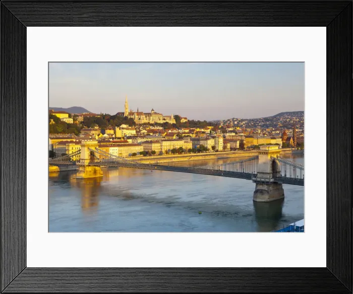 Framed Print : Fishermans Bastion, The Chain Bridge & River Danube illuminated Sunrise, Castle Hill Framed Print : Fishermans Bastion, The Chain Bridge & River Danube illuminated Sunrise, Castle Hill