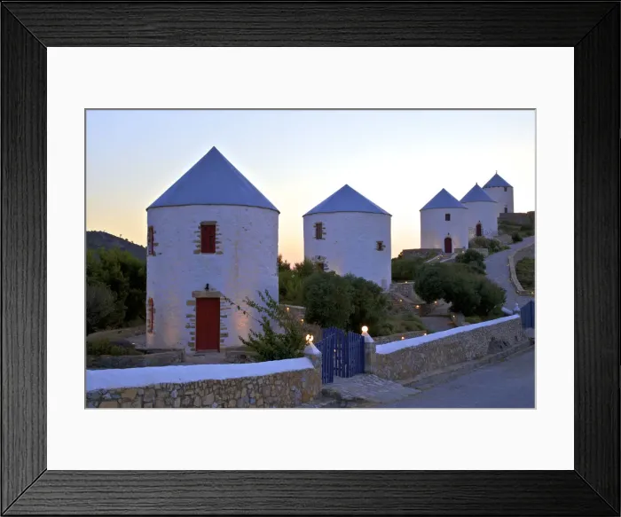 Framed Print : Illuminated Windmills, Leros, Dodecanese, Greek Islands, Greece, Europe Framed Print : Illuminated Windmills, Leros, Dodecanese, Greek Islands, Greece, Europe