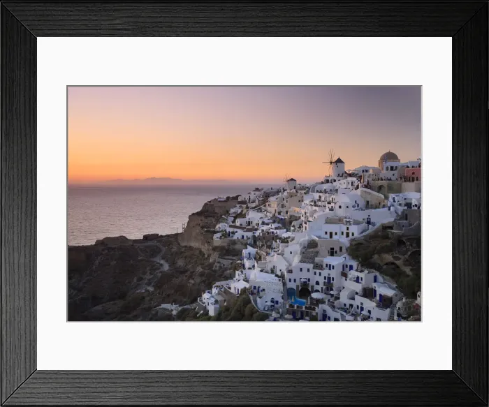 Framed Print : Greece, Cyclades, Santorini, Oia Town and Santorini Caldera