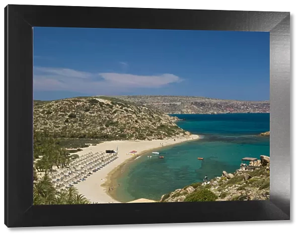 Greece, Crete, Lasithi Province-Vai, Vai Beach with its Roman Era Palm Grove