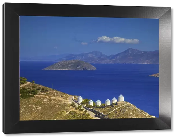 Windmills, Panteli, Leros, Dodecanese, Greek Islands, Greece, Europe