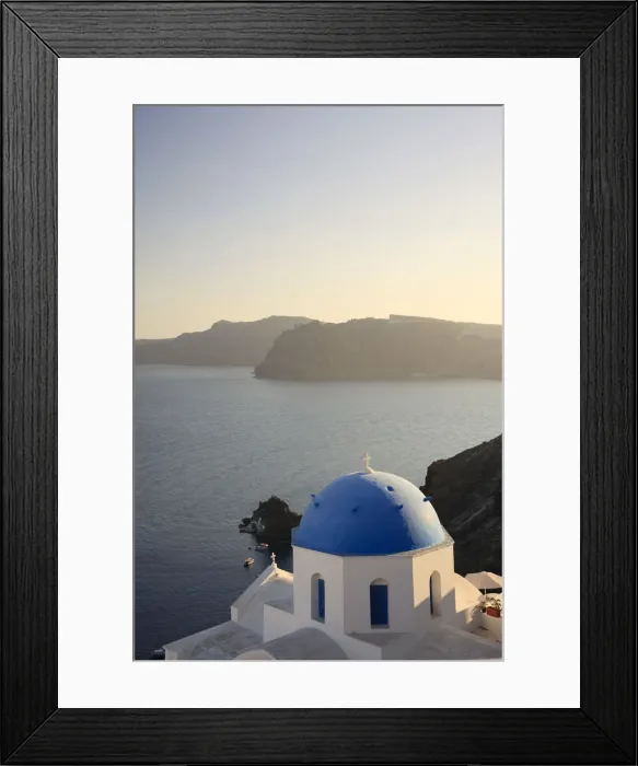 Framed Print : Greece, Cyclades, Santorini, Oia Town and Santorini Caldera
