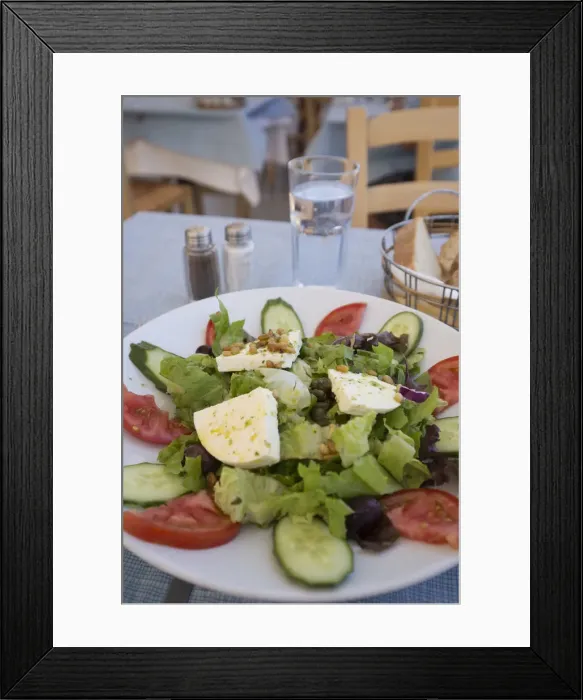 Framed Print : Greek Salad, Oia, Santorini (Thira), Cyclades Islands, Greece Framed Print : Greek Salad, Oia, Santorini (Thira), Cyclades Islands, Greece
