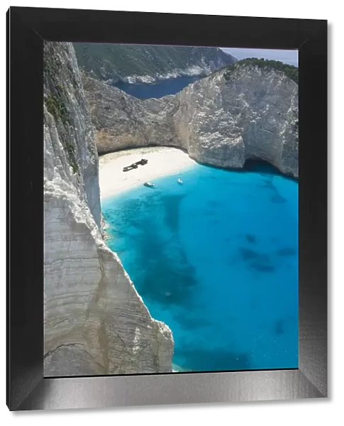 Greece, Ionian Islands, Zakynthos, Shipwreck (Navagio) Beach- Aerial View of Beach
