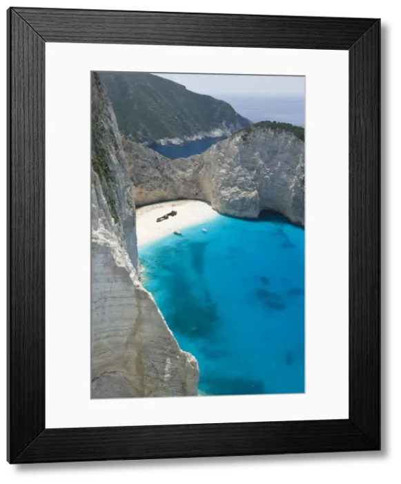 Framed Print : Greece, Ionian Islands, Zakynthos, Shipwreck (Navagio) Beach- Aerial View of Beach Framed Print : Greece, Ionian Islands, Zakynthos, Shipwreck (Navagio) Beach- Aerial View of Beach
